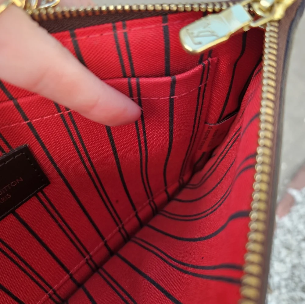 *SOLD* Damier Ebene Louis Vuitton Neverfull MM pochette wristlet clutch - Picture 9 of 10